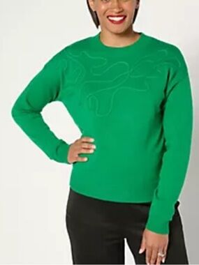 NWOT by Stacy London Soutache Crew Neck Sweater in Green